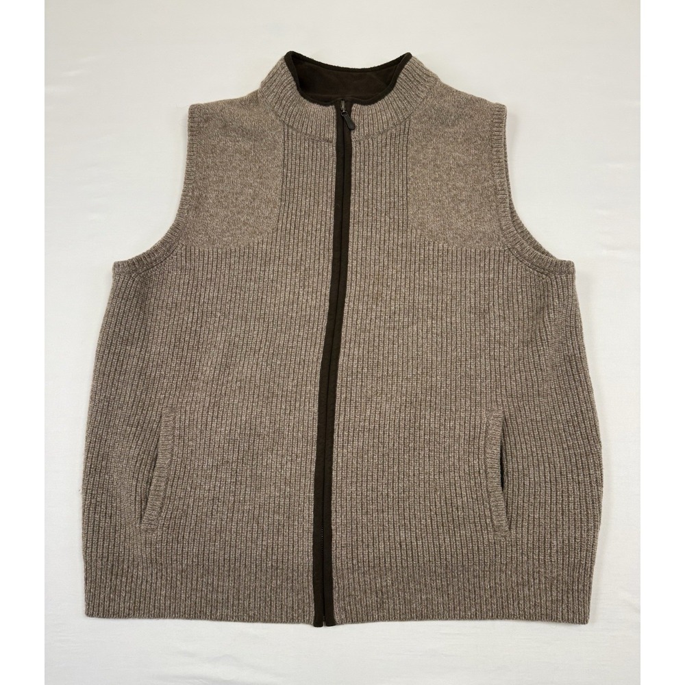 L.L. Bean Men XXL Waterfowl 100% Merino Lambs Wool Full Zip Sweater Vest